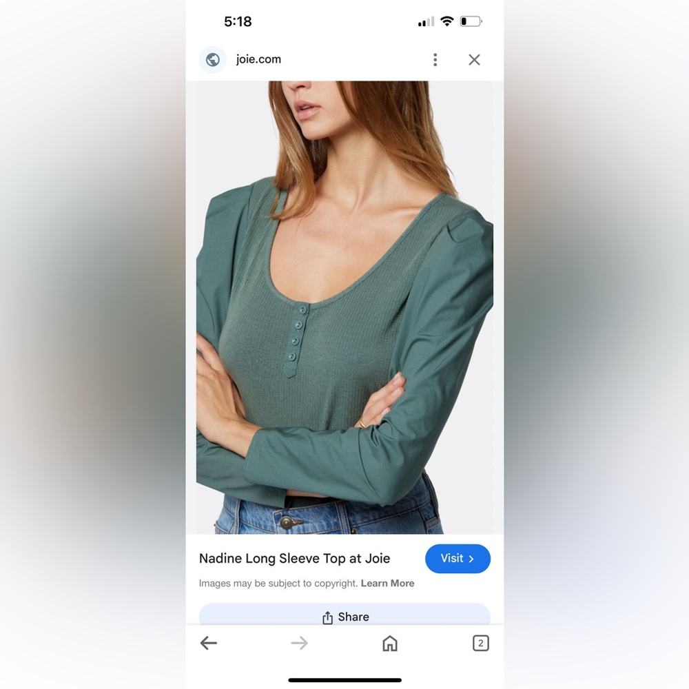 Joie Women's scoop button henley light sage green size Medium